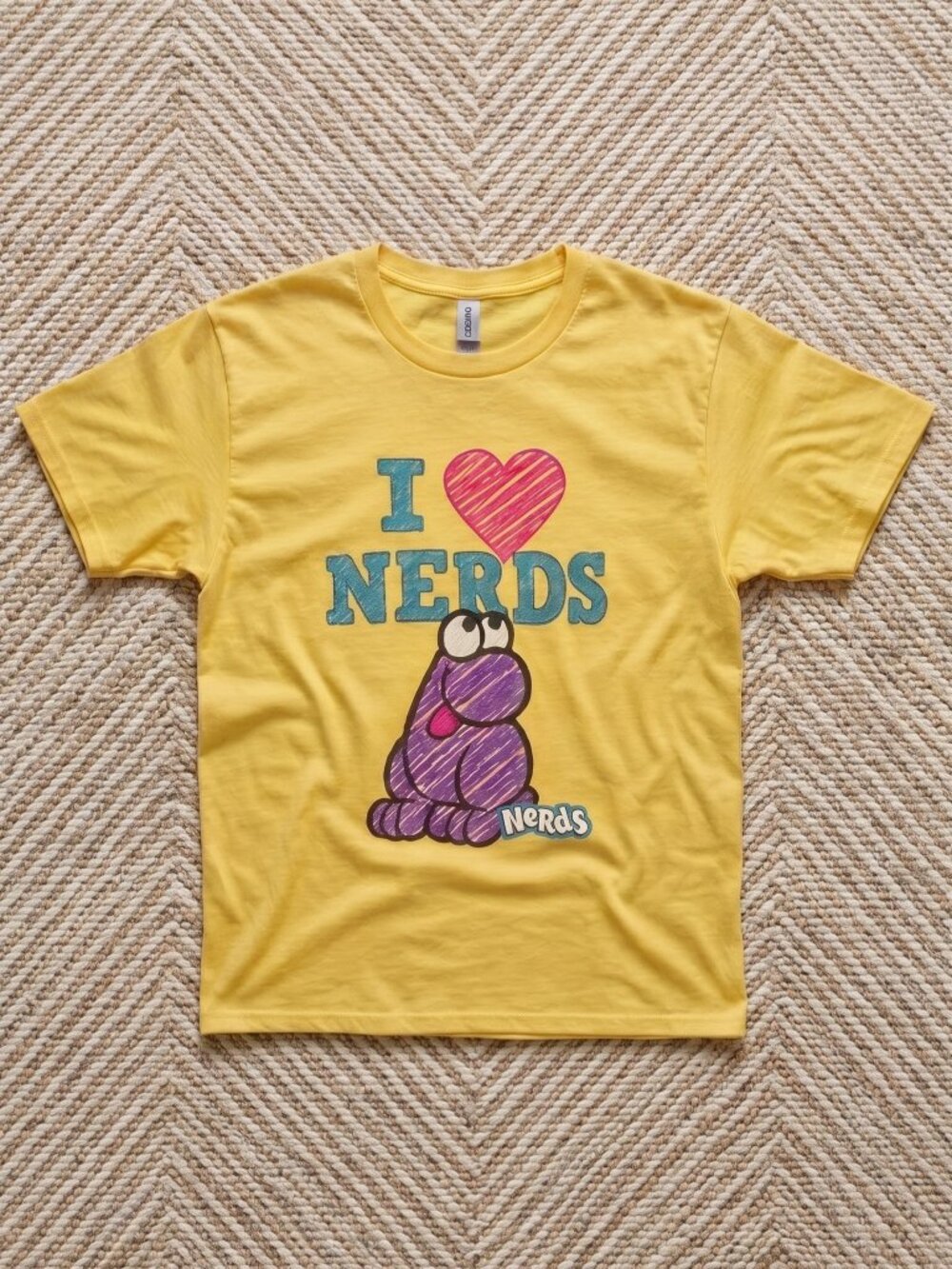 "I Heart Geek" Cartoon Mascot Yellow Graphic T-Shirt